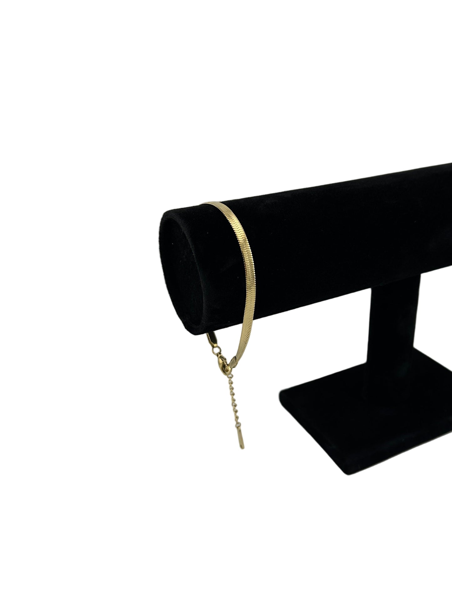 Spiga Herringbone Anklets, shown in Yellow Gold with extender visible