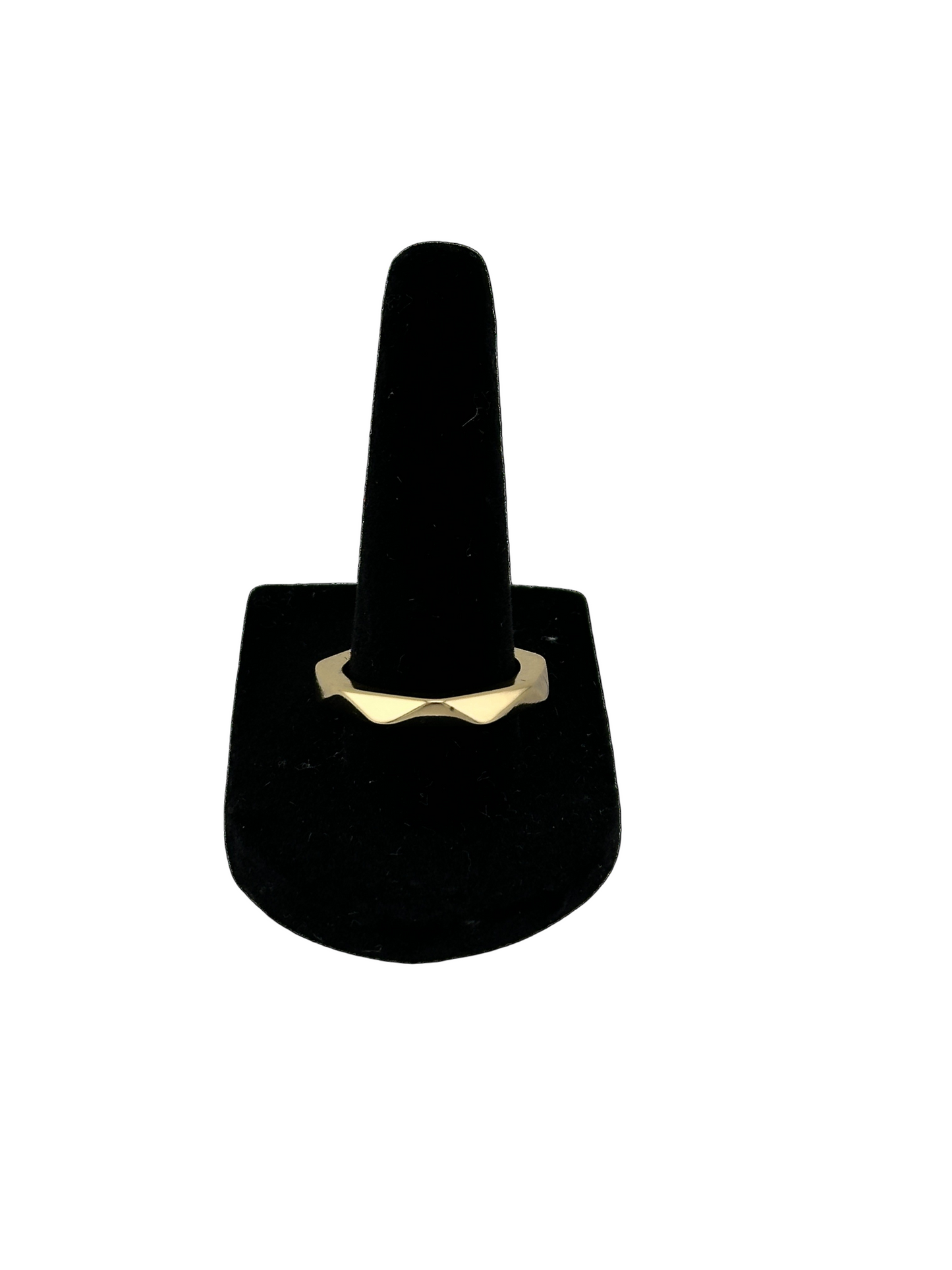 The Elara Faceted Band Ring – 18k gold-filled faceted band ring on white background