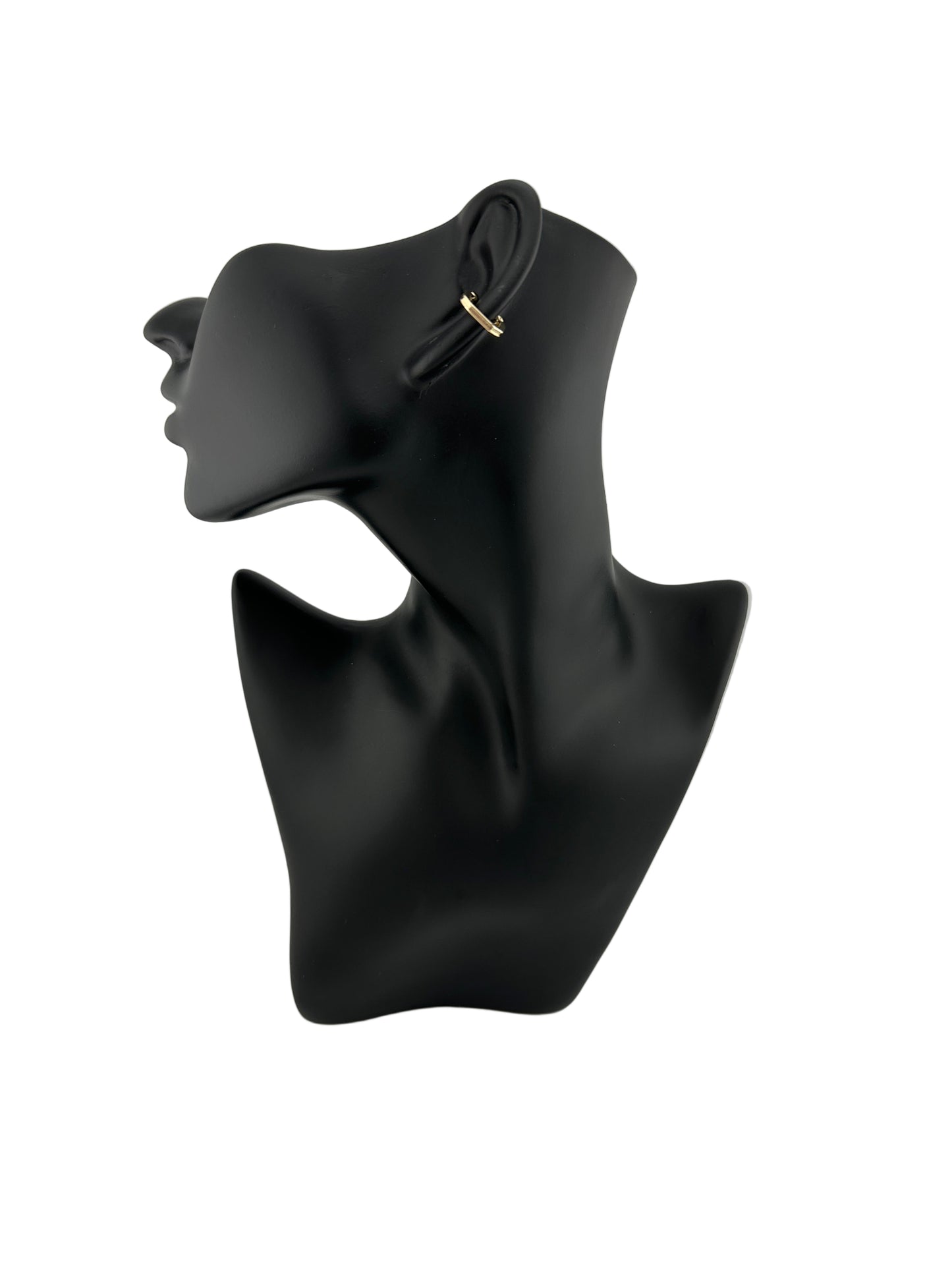 The Maren Ear Cuff shown on black mannequin and white background