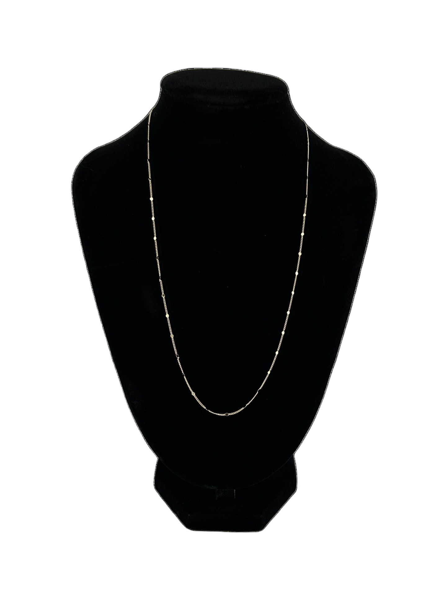 The Stella Dainty Sparkle Chain 18 in on black velvet neck display and white background