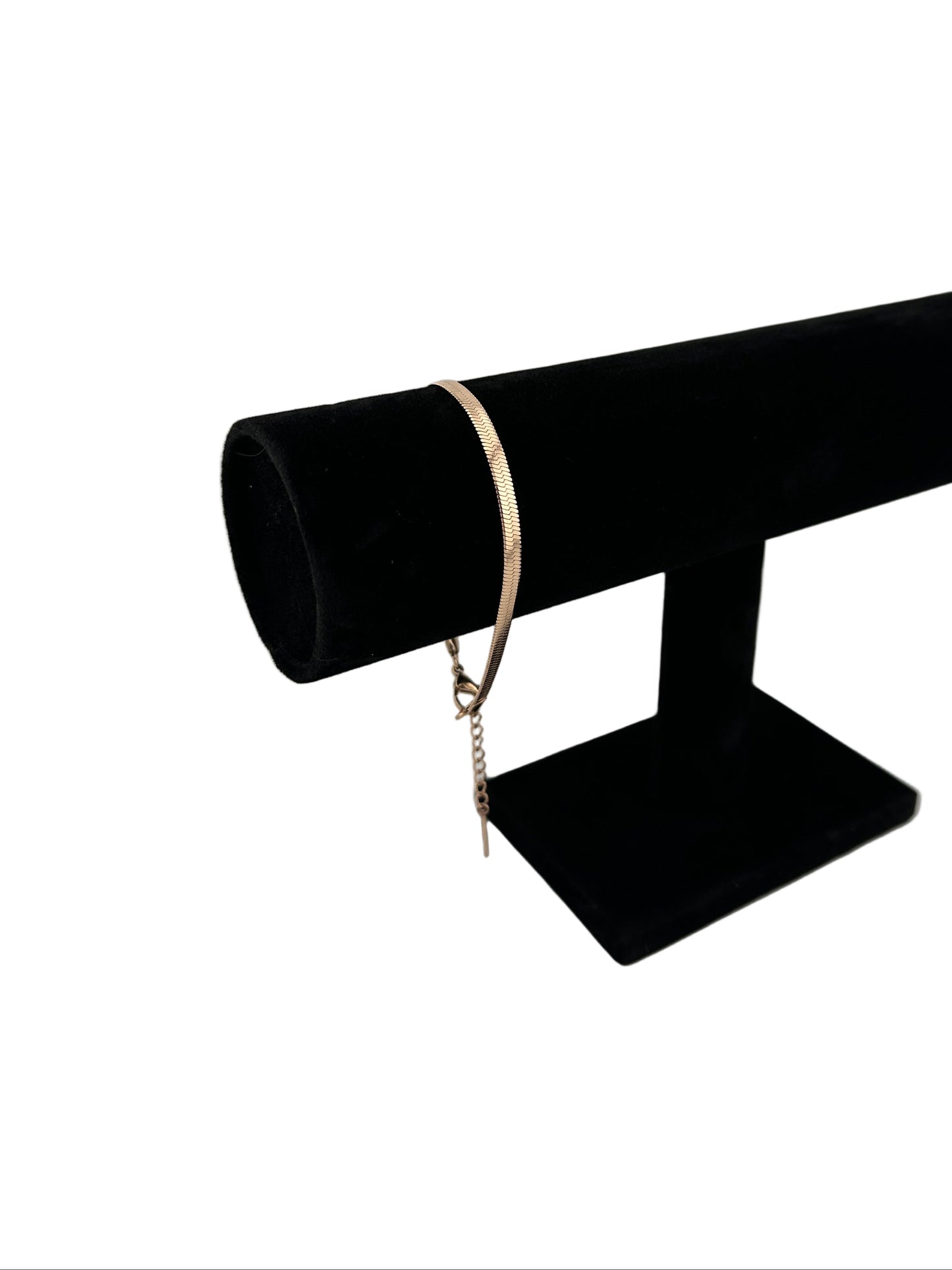 Spiga Herringbone Anklets, shown in Rose Gold with extender visible