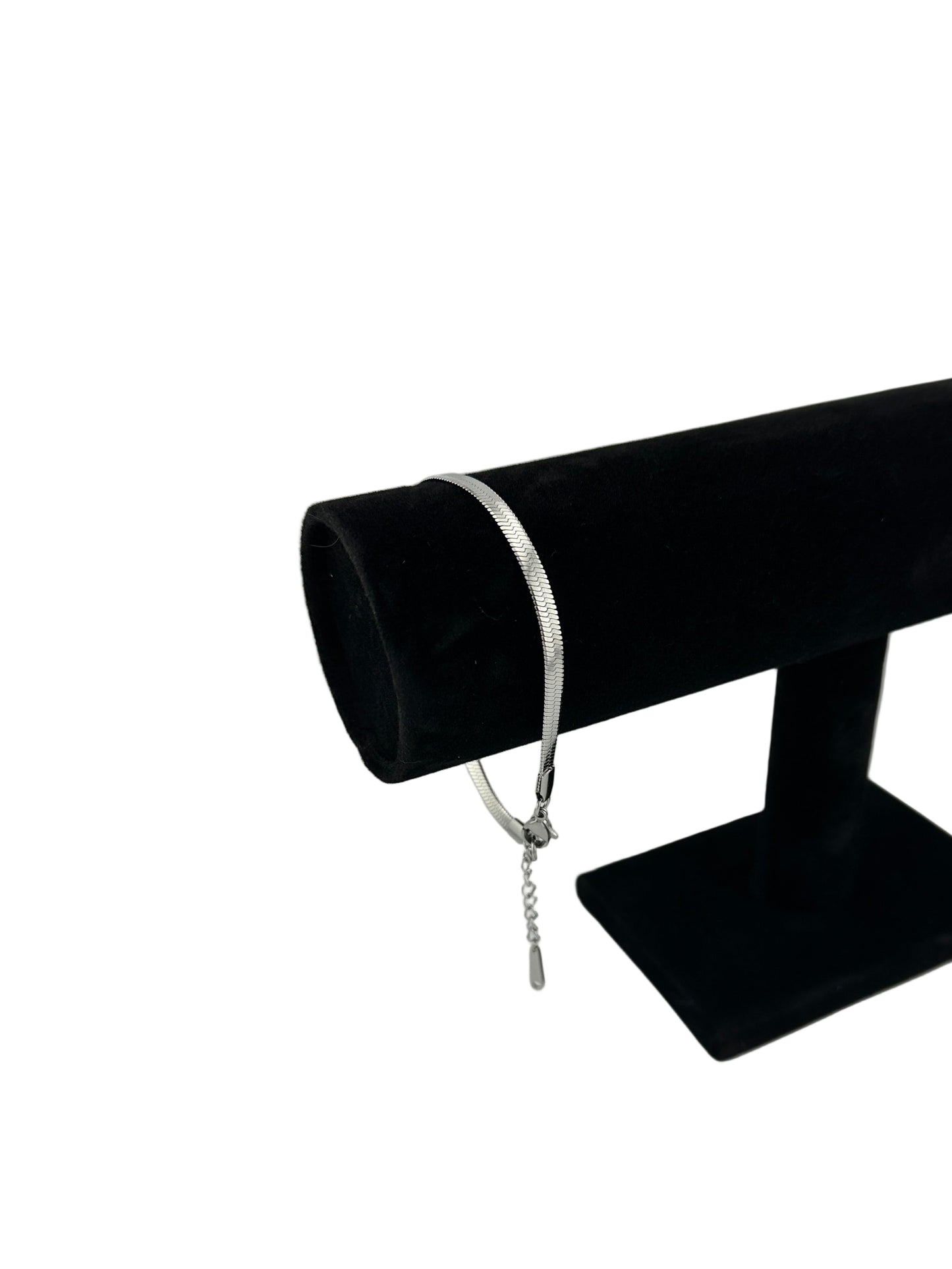 Spiga Herringbone Anklets, shown in Silver with extender visible