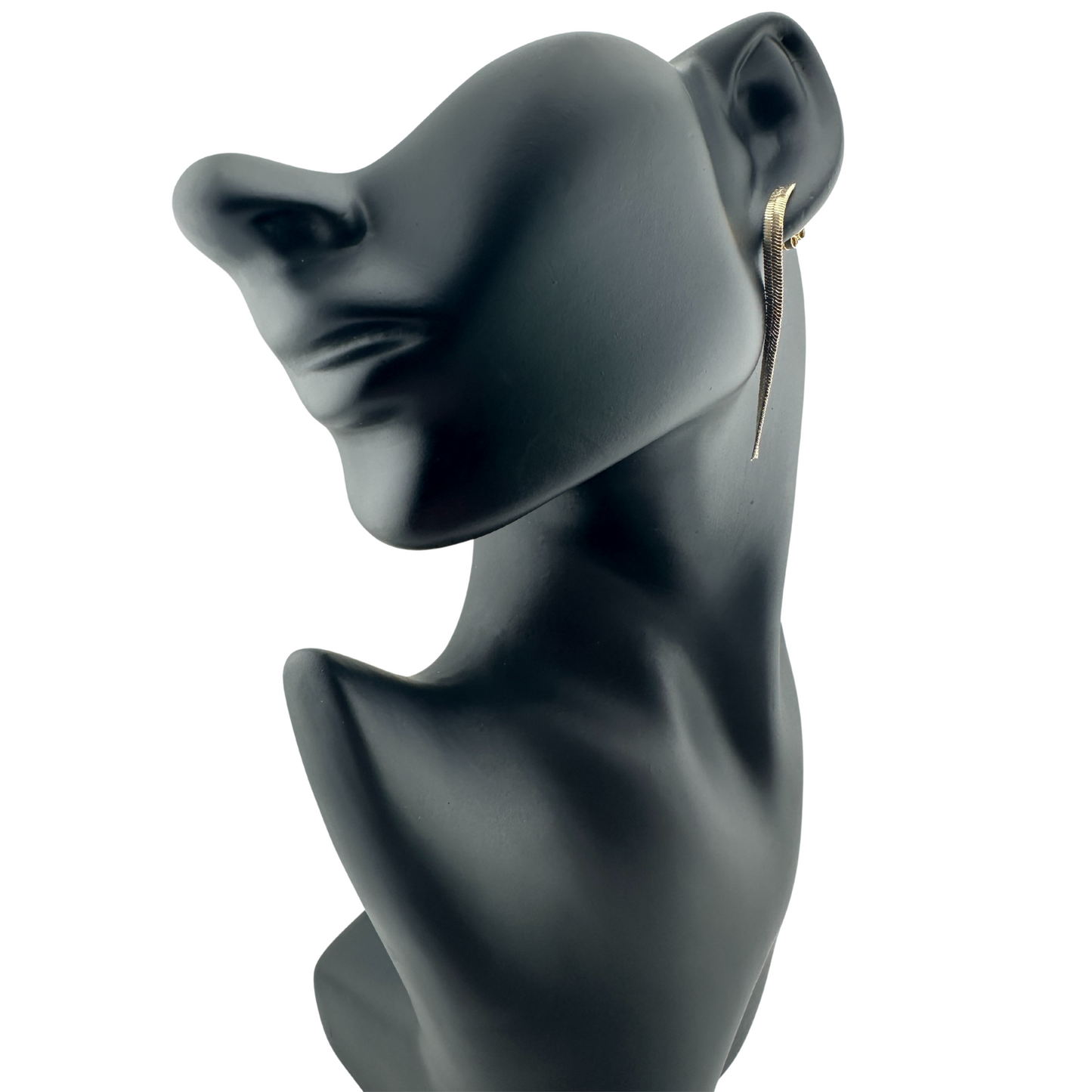 The Maris Herringbone Chain Drop Earrings shown on mannequin