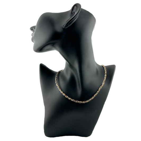 The Solstice Tri-Tone Twisted Chain Choker shown on mannequin