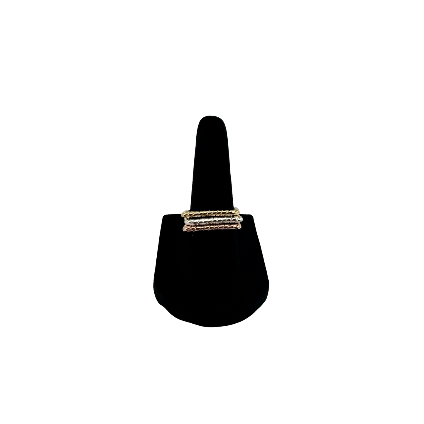 The Verona — Stackable Square Rings, shown in gold, silver, and rose gold color options