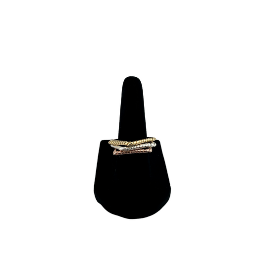 The Verona — Stackable Square Rings, shown in gold, silver, and rose gold color options