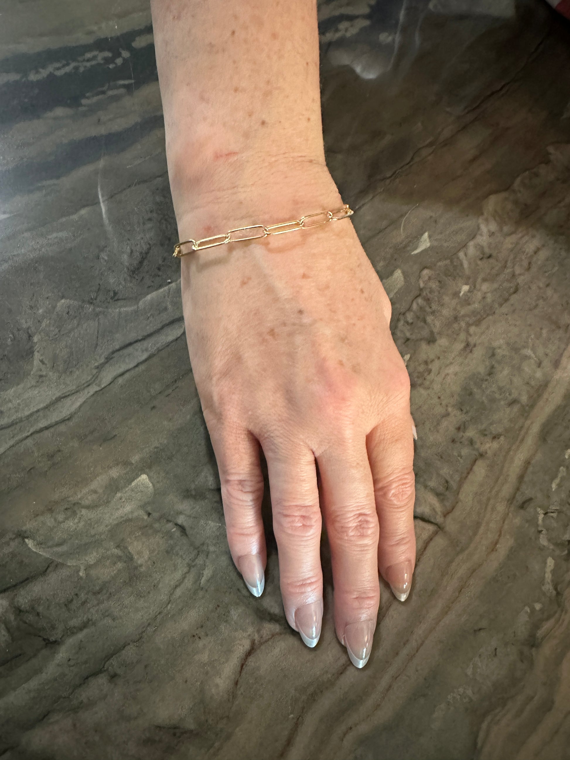 The Aria Paperclip Bracelet, modeled