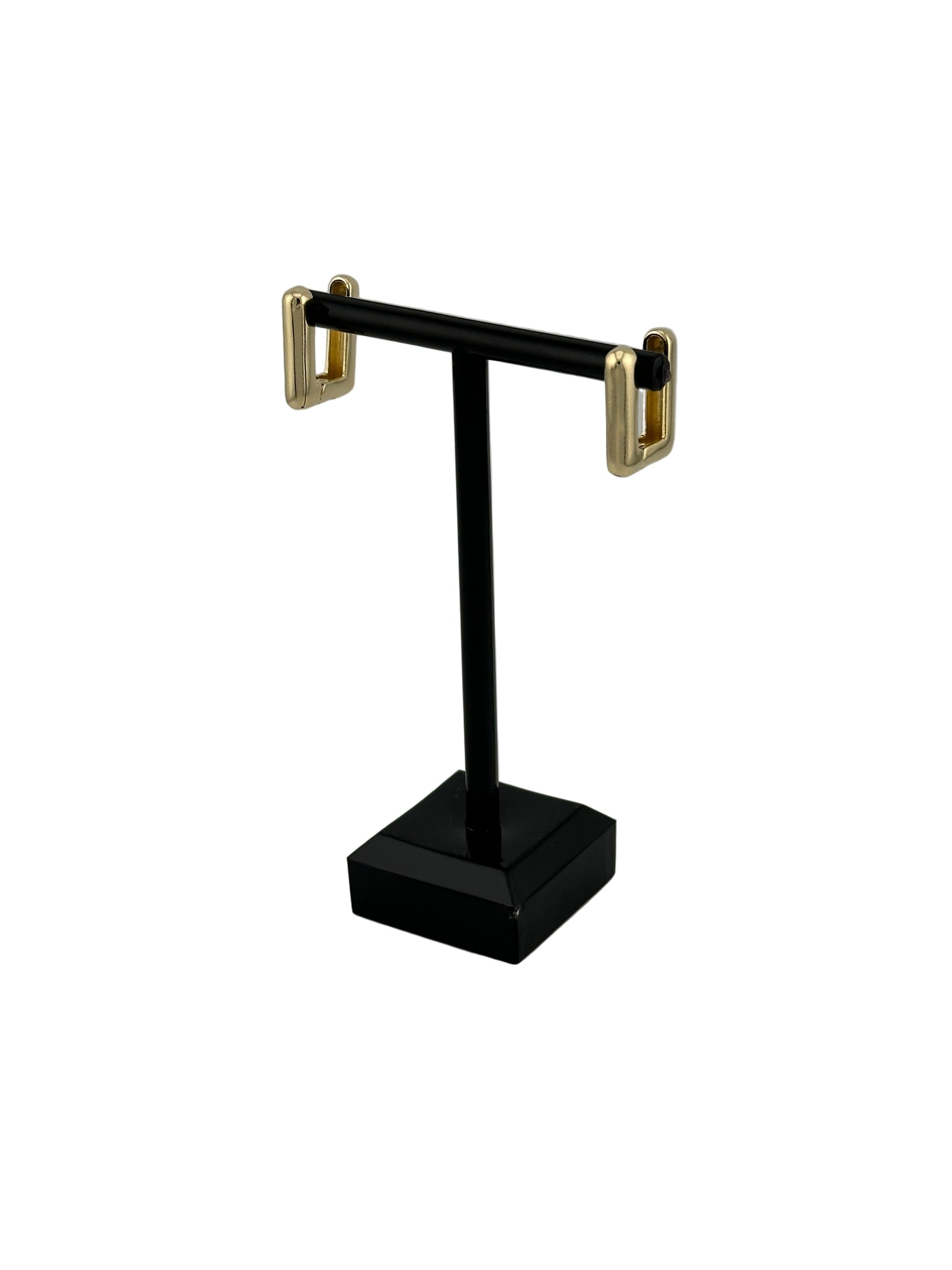 The Cecile Rectangle Clicker Hoop Earrings, Side View on White Background