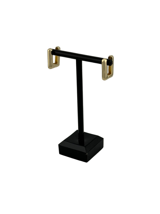 The Cecile Rectangle Clicker Hoop Earrings, Side View on White Background