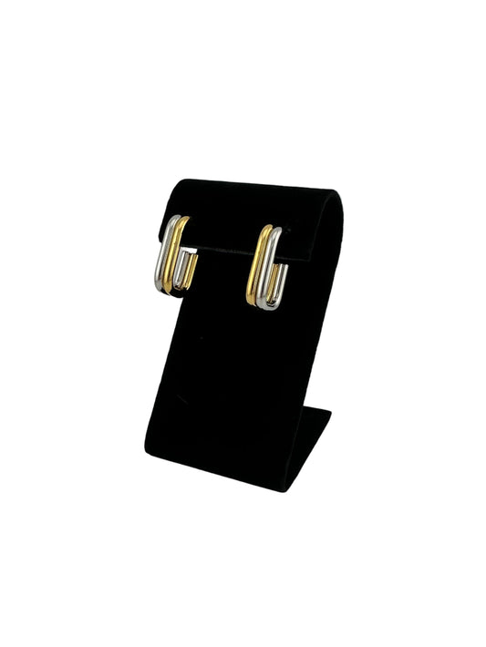 The Duetto Rectangle Interlink Earrings, side view