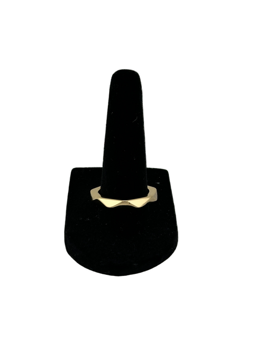 The Elara Faceted Band Ring – 18k gold-filled faceted band ring on white background