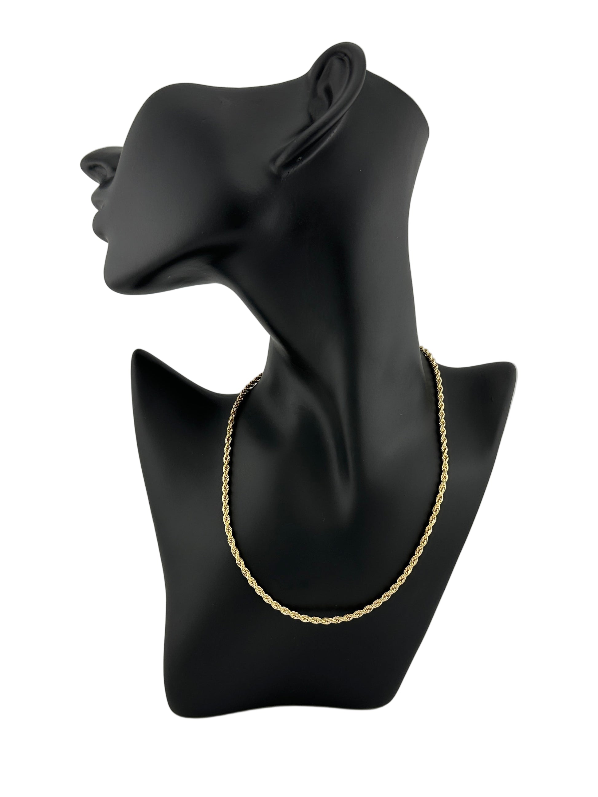 The Eterna Rope Chain, 18 in shown on Black Mannequin Display and white background