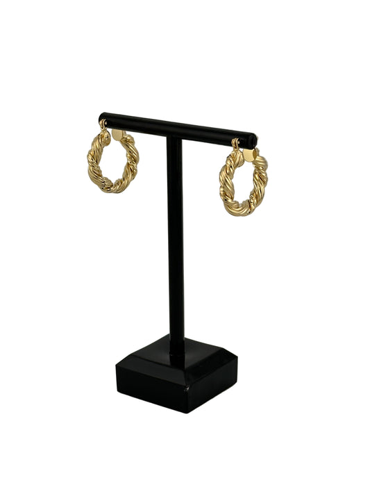 The Frances Double Twisted Tube Hoop Earrings, side view on white background