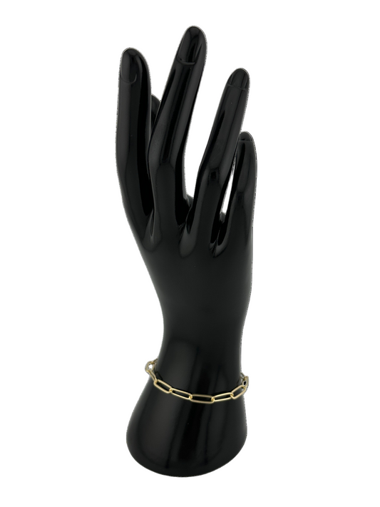 The Isla Paperclip Bracelet (6") – 18k gold-filled paperclip bracelet on white background