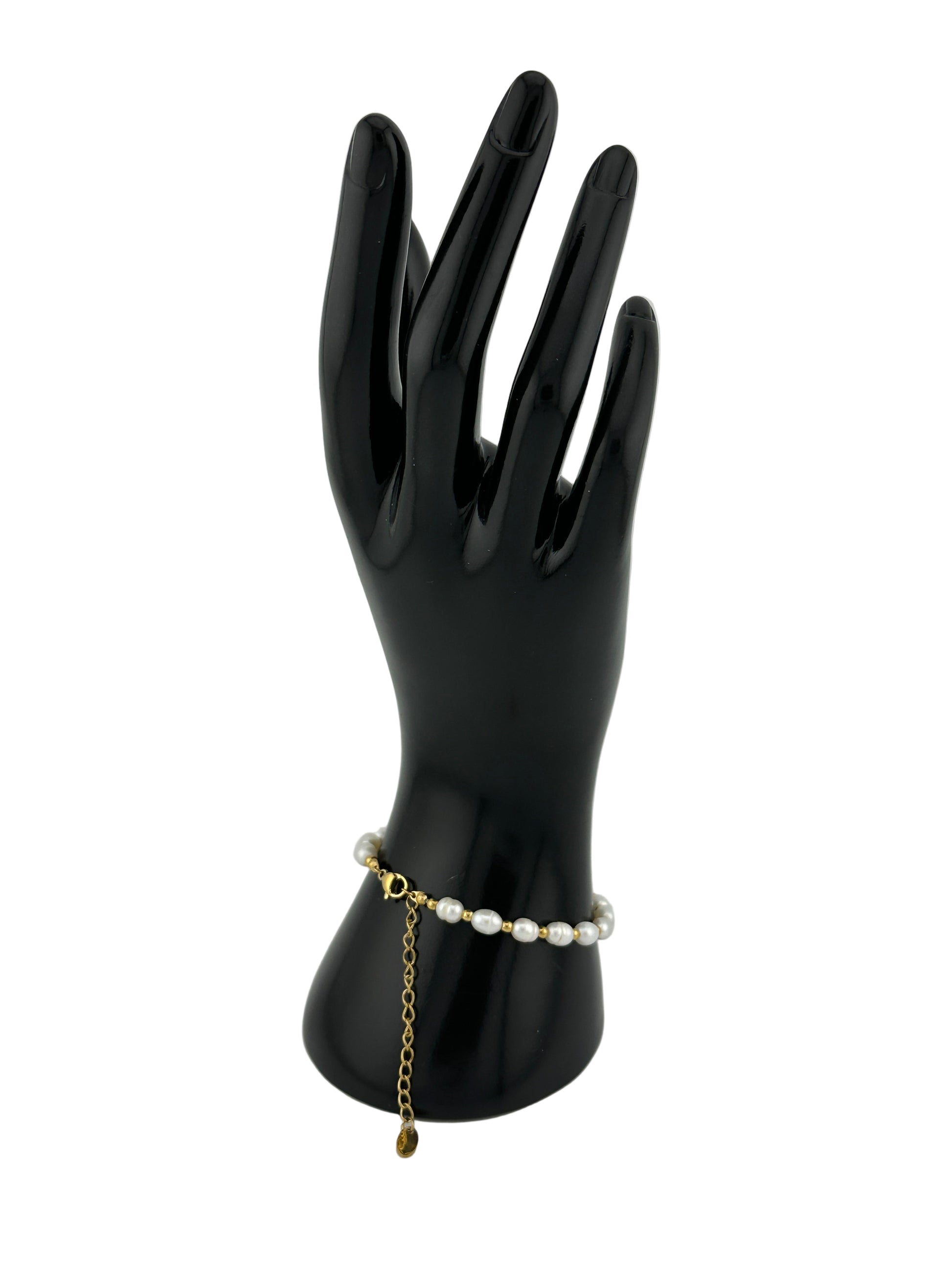 The Lustra Baroque Pearl Station Bracelet w extender