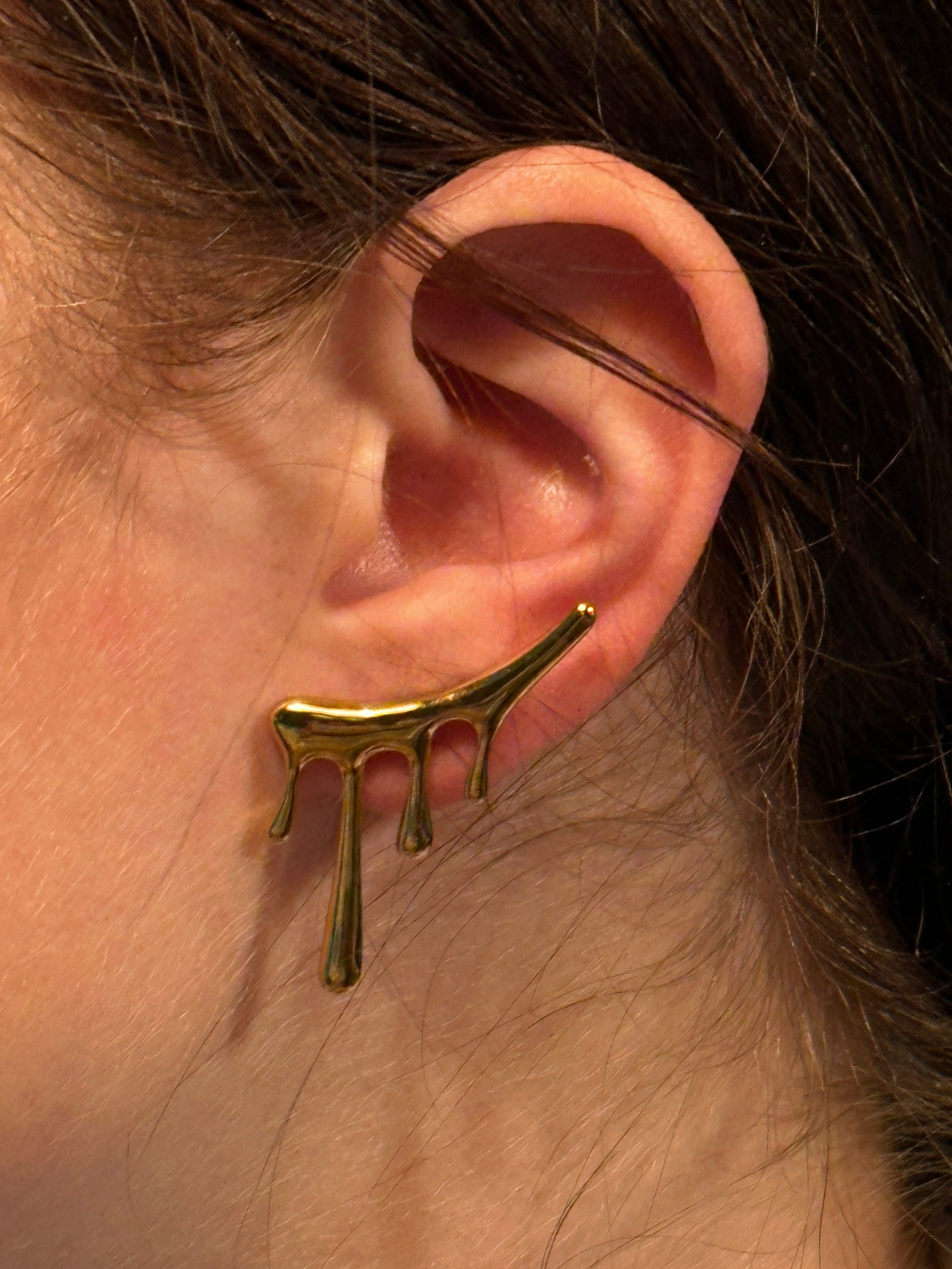 The Molten Earrings, modeled