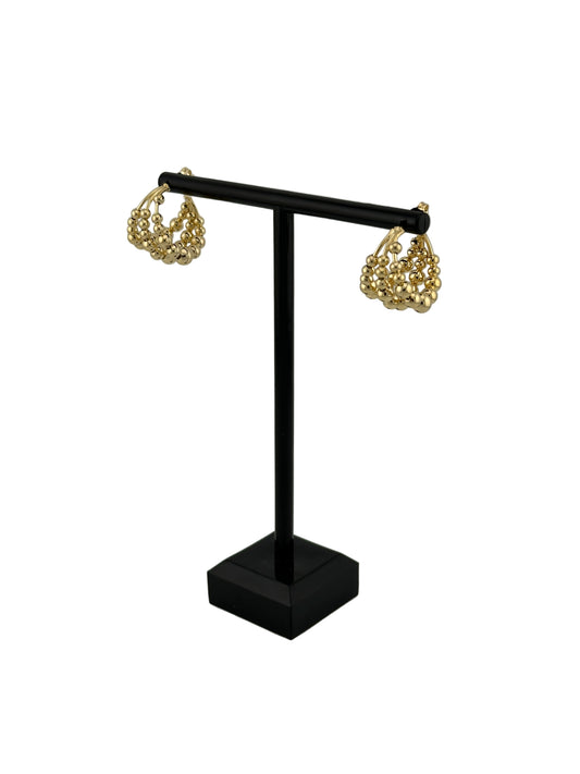 The Noemi Beaded Triple Hoop Earrings, side view on white background