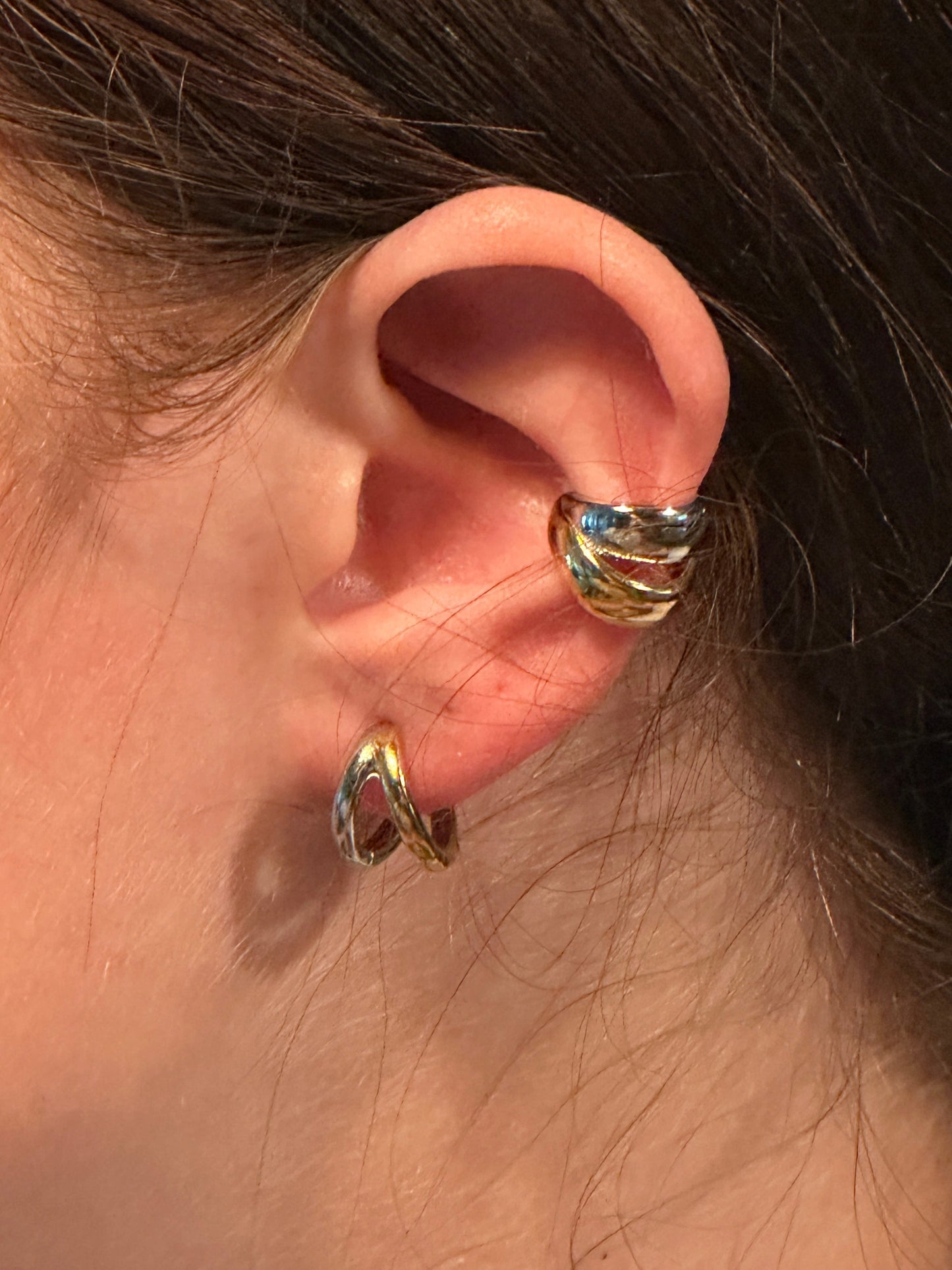 The Quinn Earrings, modeled