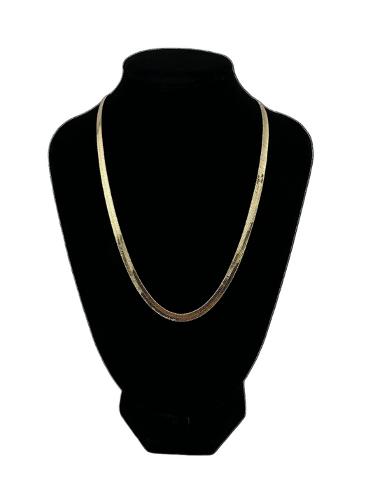 The Solana Herringbone Necklace (16") – 18k gold-filled herringbone necklace on white background