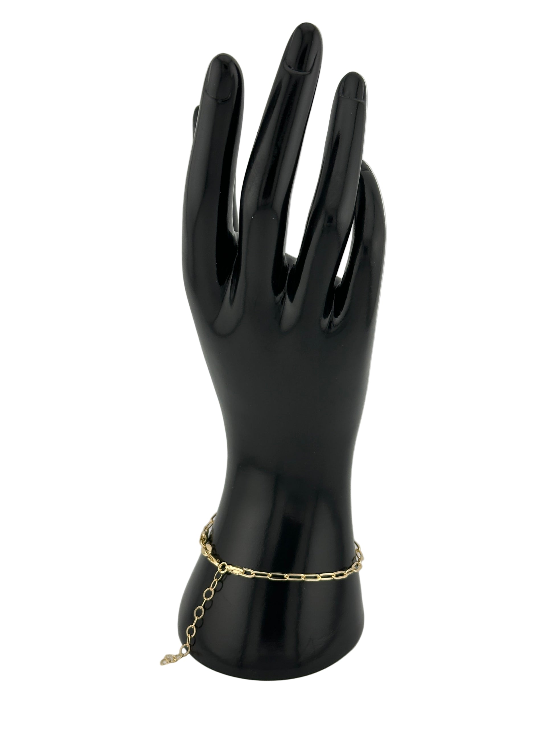 The Sorella Short Link Paperclip Bracelet, showing extender chain