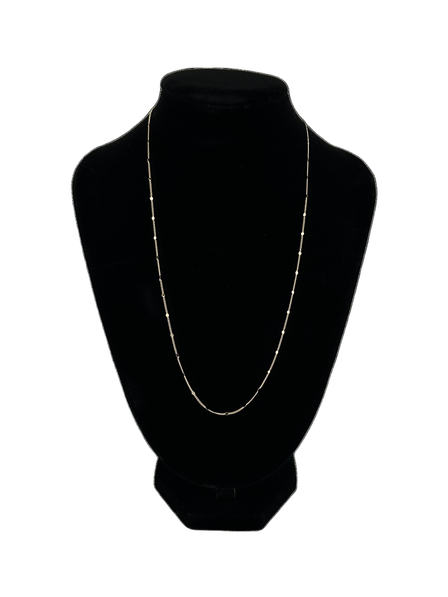 The Stella Dainty Sparkle Chain 18 in on black velvet neck display and white background