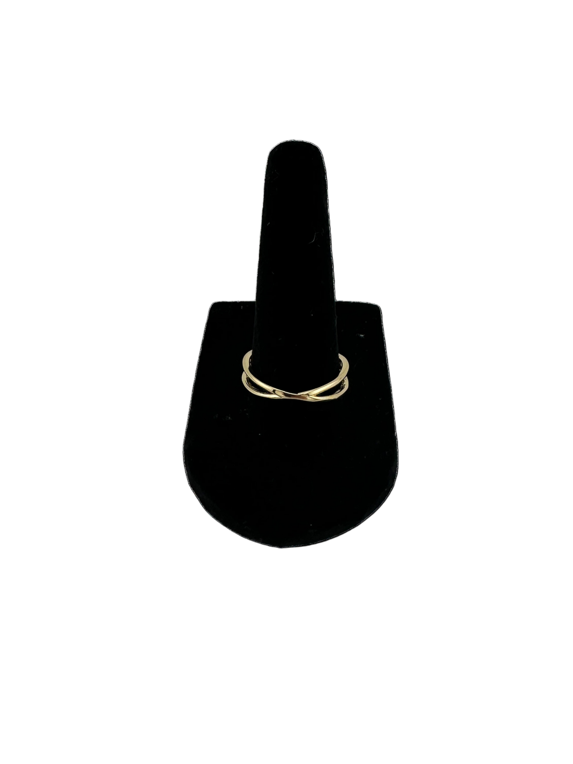 The Xenia X Ring – 18k gold-filled x ring on white background
